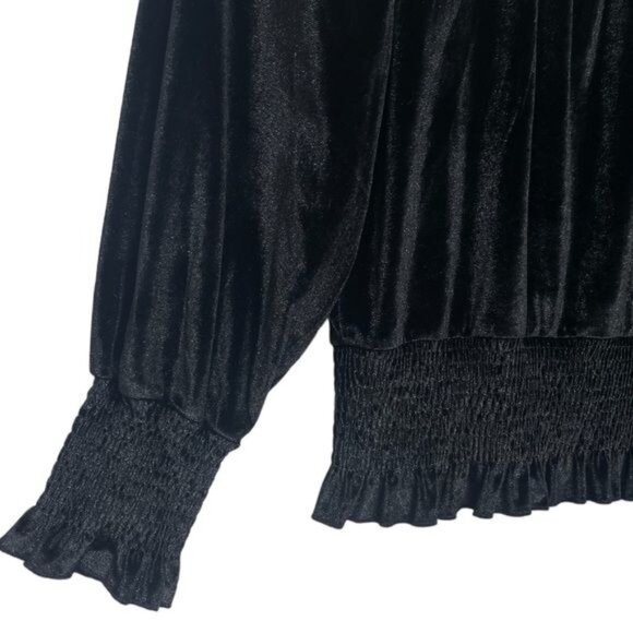 New French Connection Black Sula Velvet Jersey Top Size M - Picture 6 of 9